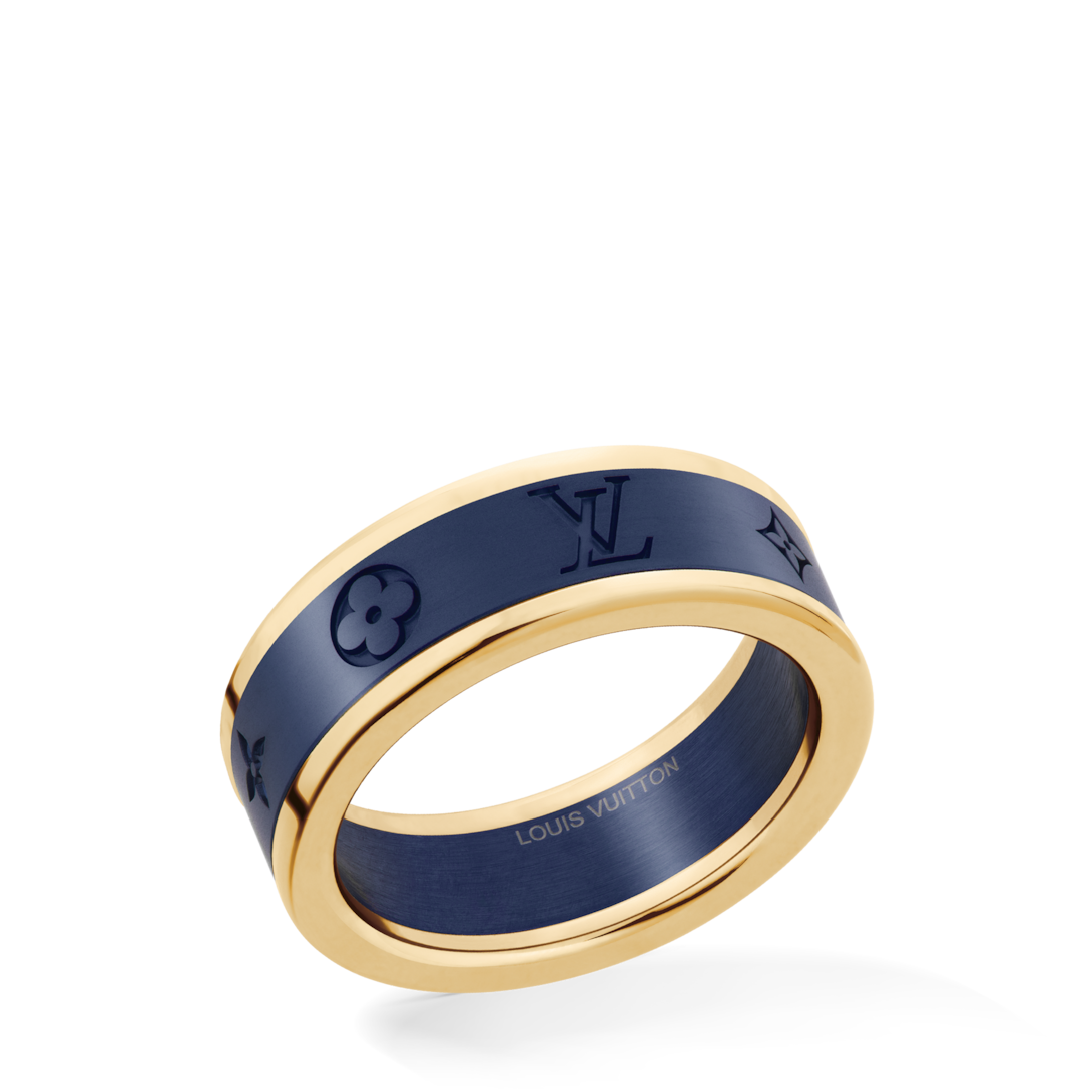 Les Gastons Vuitton Small Ring, Yellow Gold and Blue Titanium